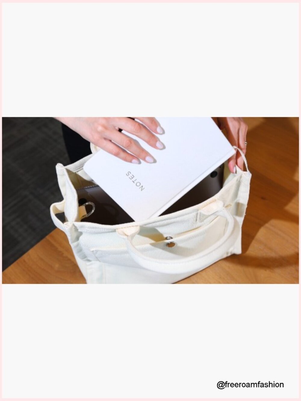 Heavyweight Canvas Tote Bag with 9 Pockets, Adjustable Crossbody Strap - Picture 7 of 7